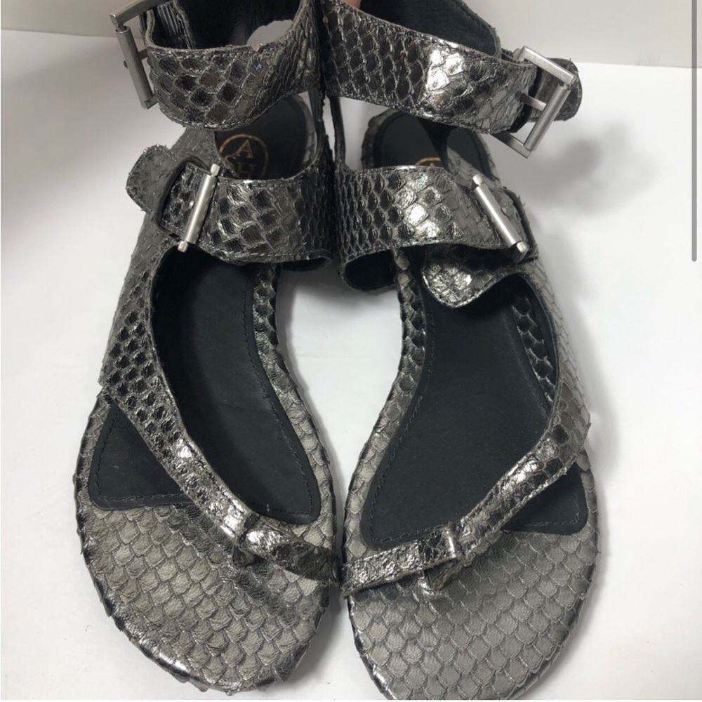 Ash Silver Strappy Sandals with Snake-Embossed Design - Picture 4 of 8
